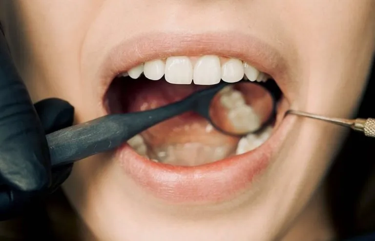 A close up of a woman's mouth